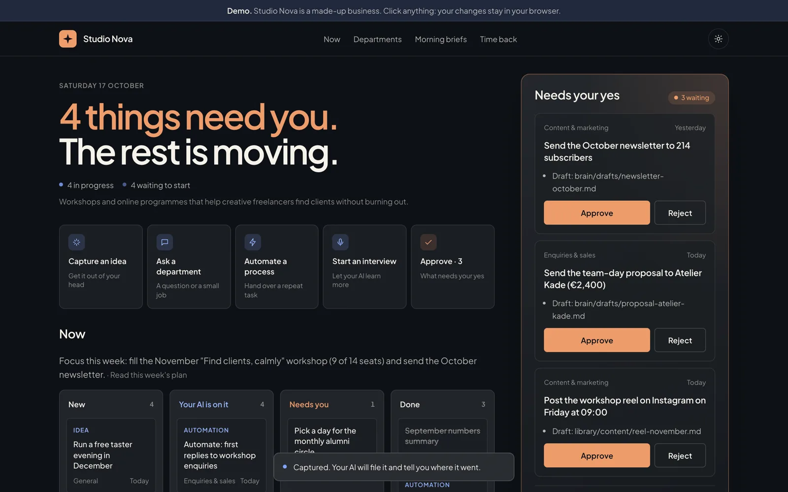 Your company dashboard: what needs your yes